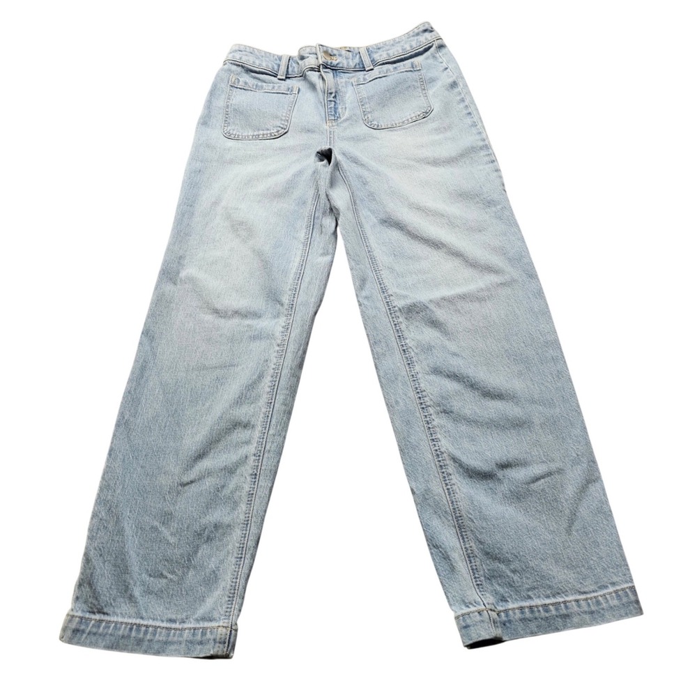 Talbots Straight Ankle Jean Women 4 Light Wash Blue Denim High Rise Patch Pocket